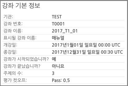 The basic course information section of the Instructor Dashboard.